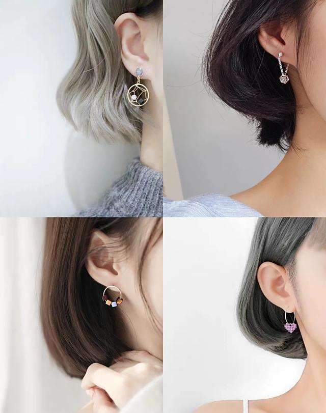 短发 耳环,别致的造型,华丽又时尚