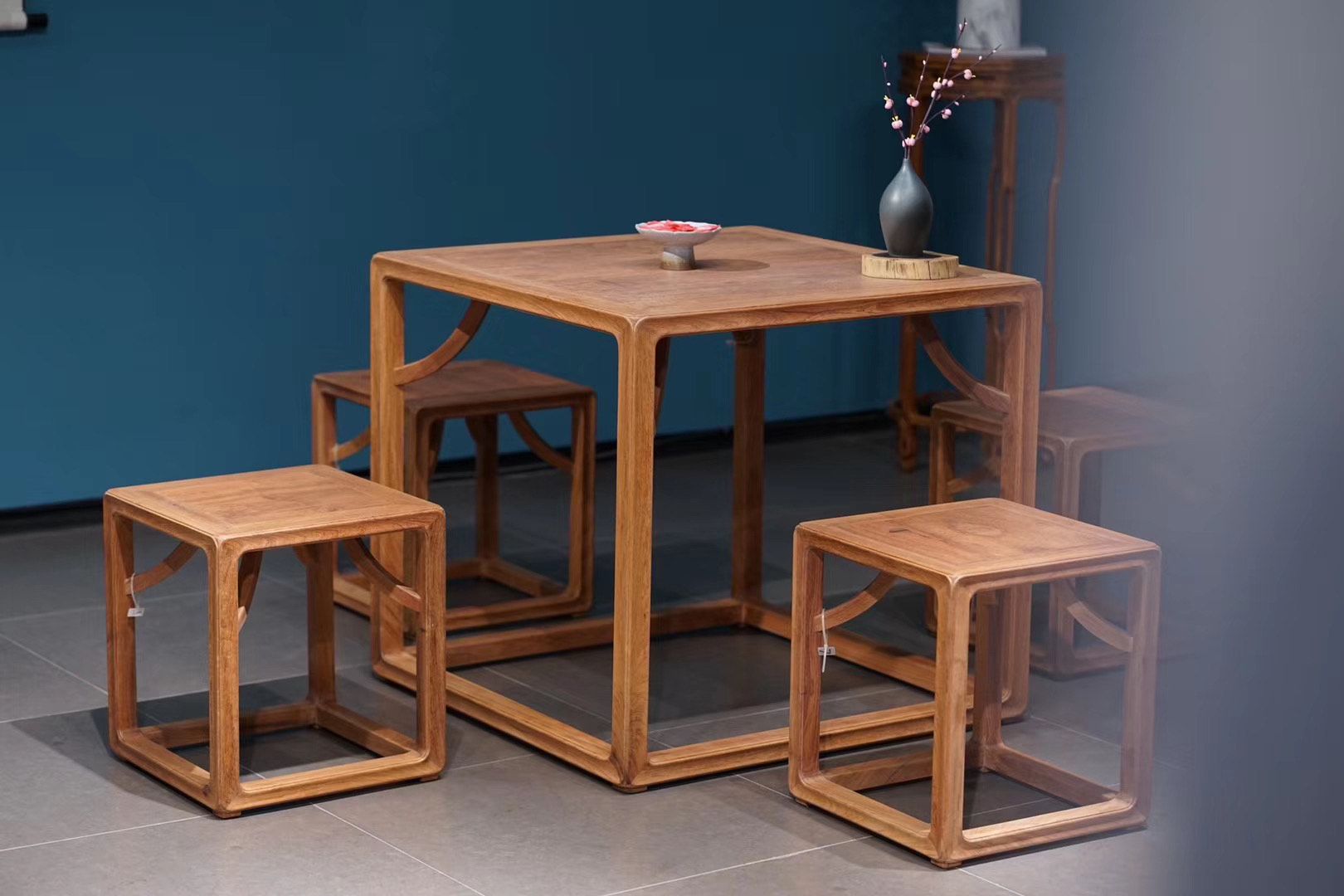 中式简约,缅花休闲桌,红木家具