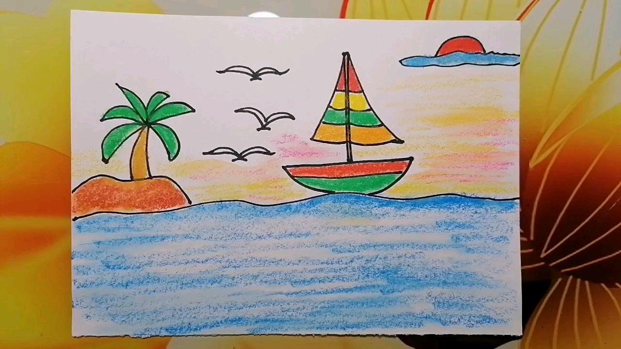 《大海里的帆船》儿童画