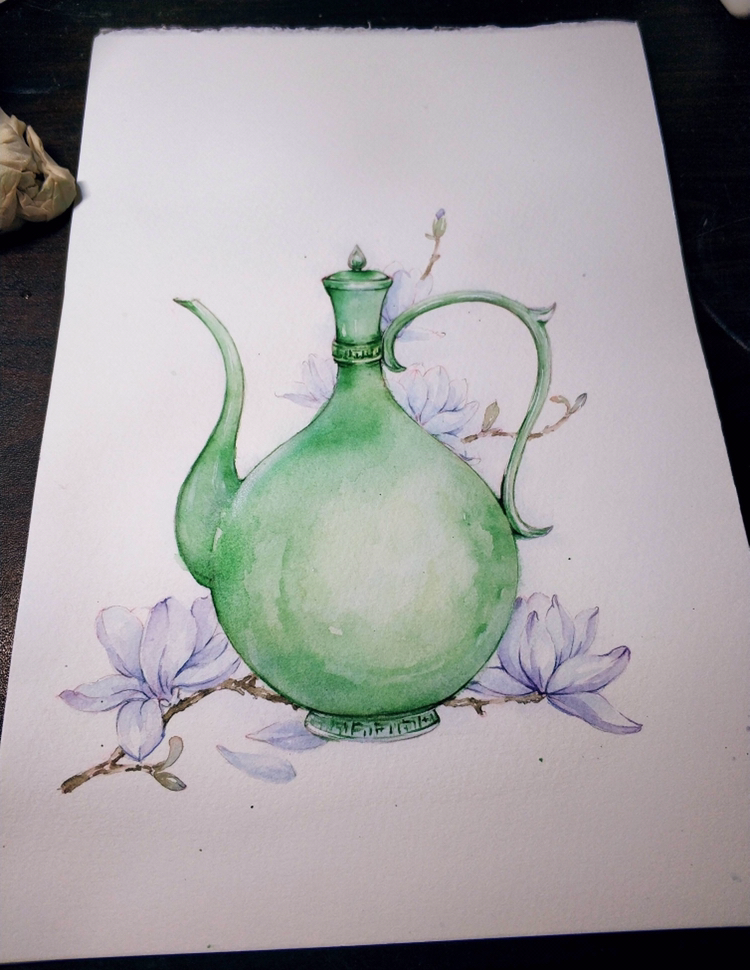 水彩手绘,超仙的古风物品,古风绣包