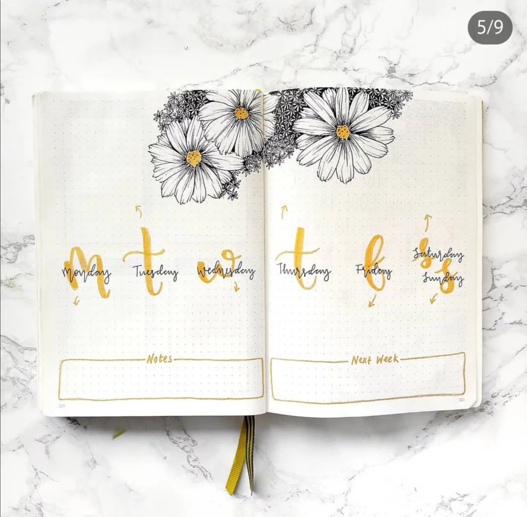 一组超美的小雏菊手帐排版分享~超适合用在春天的手帐不是吗?