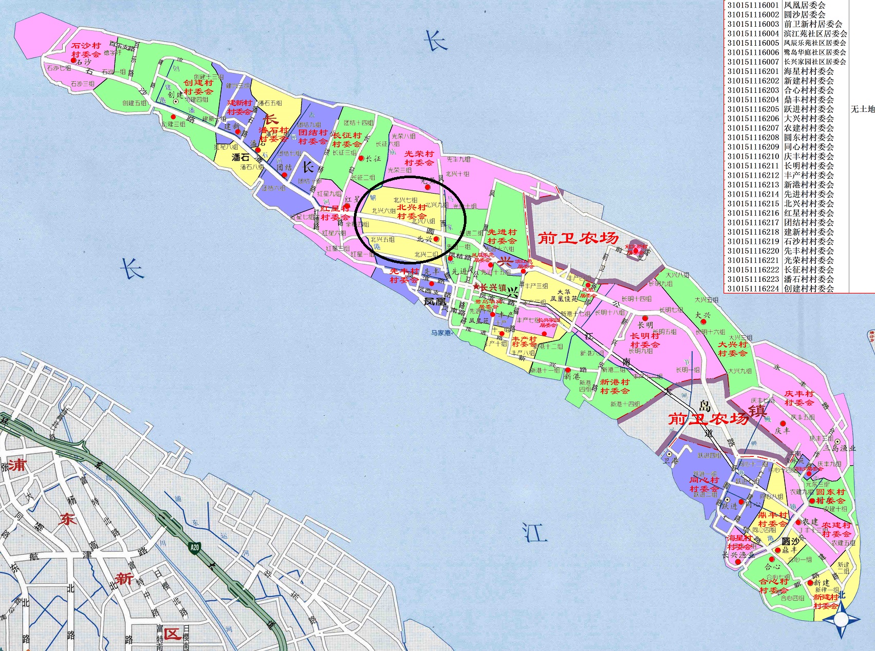 崇明岛区域划分地图图片