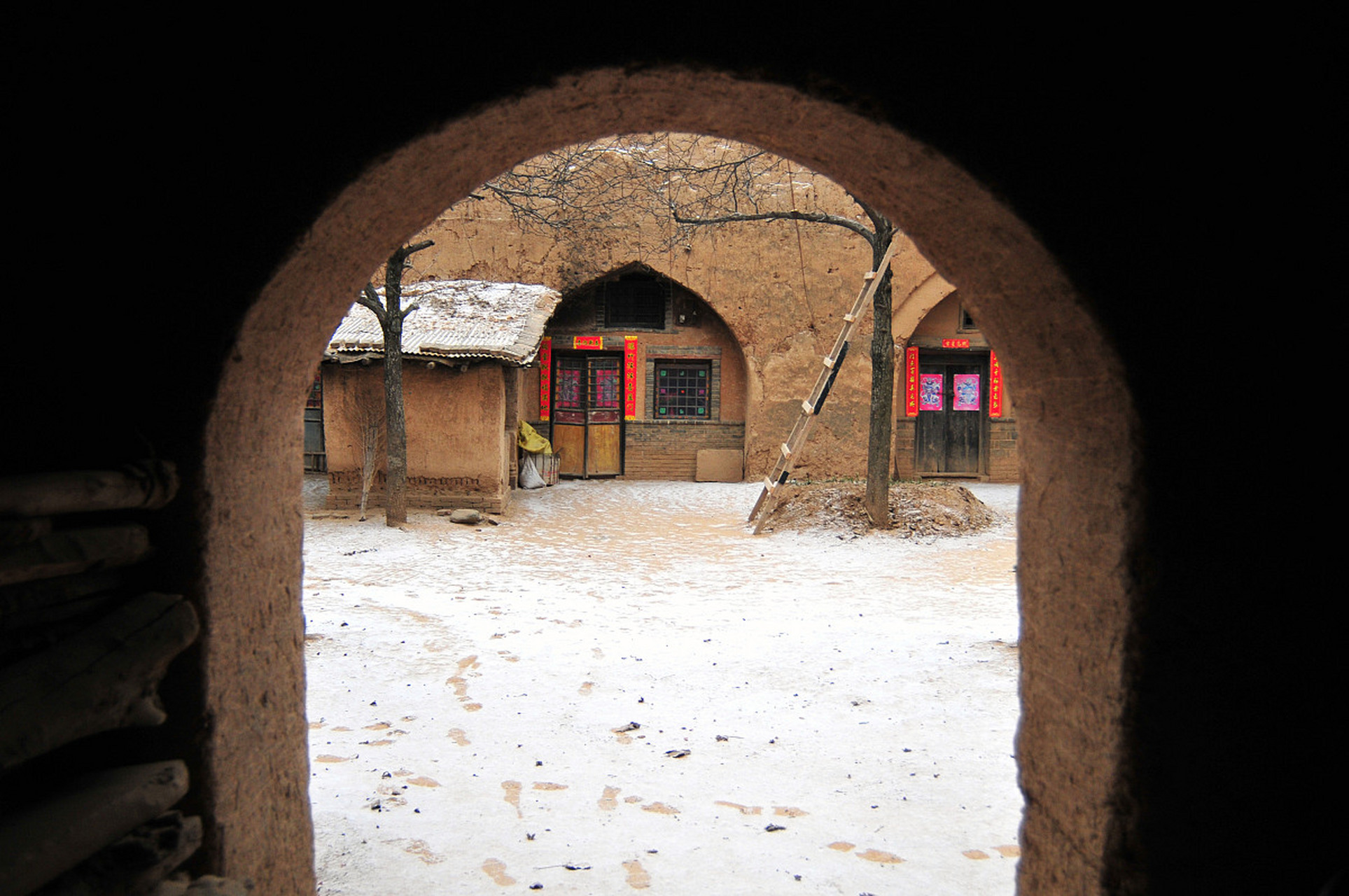 陕北窑洞雪景图片图片