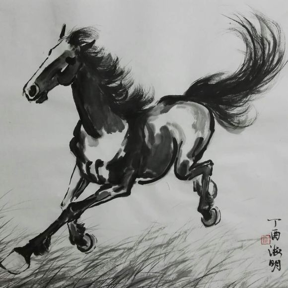 徐悲鸿的"八骏图"最出名,其实他的作品却是孤马居多