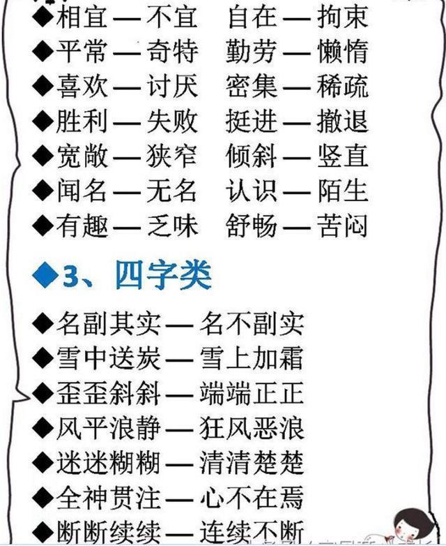 小學1000個近義詞 反義詞!貼牆上上給孩子背,作文再也不詞窮