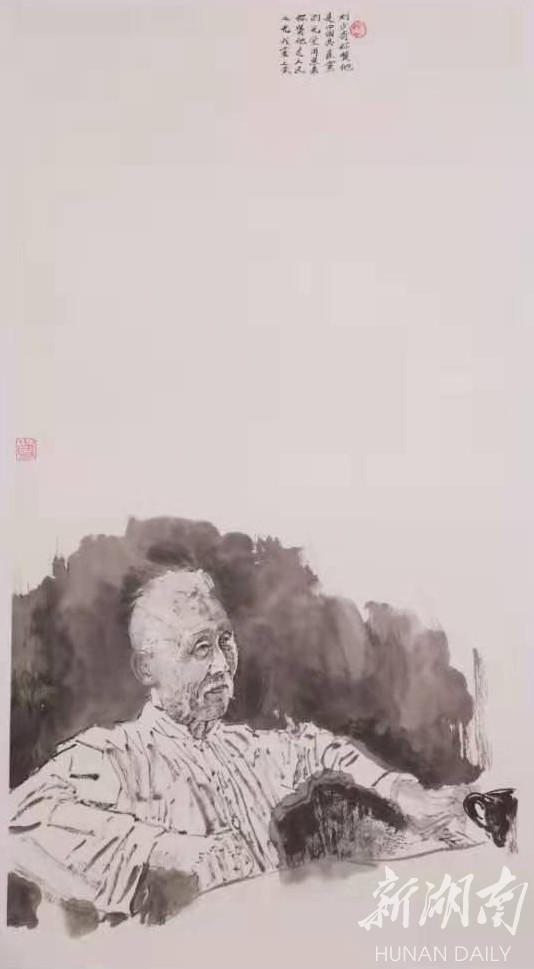 长沙师范学院教师为"坚强的老战士",老校长徐特立画像