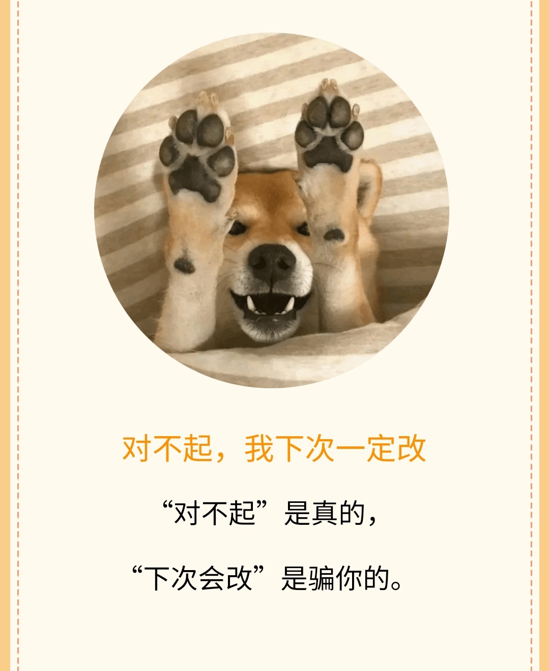 1,对不起,我下次一定改