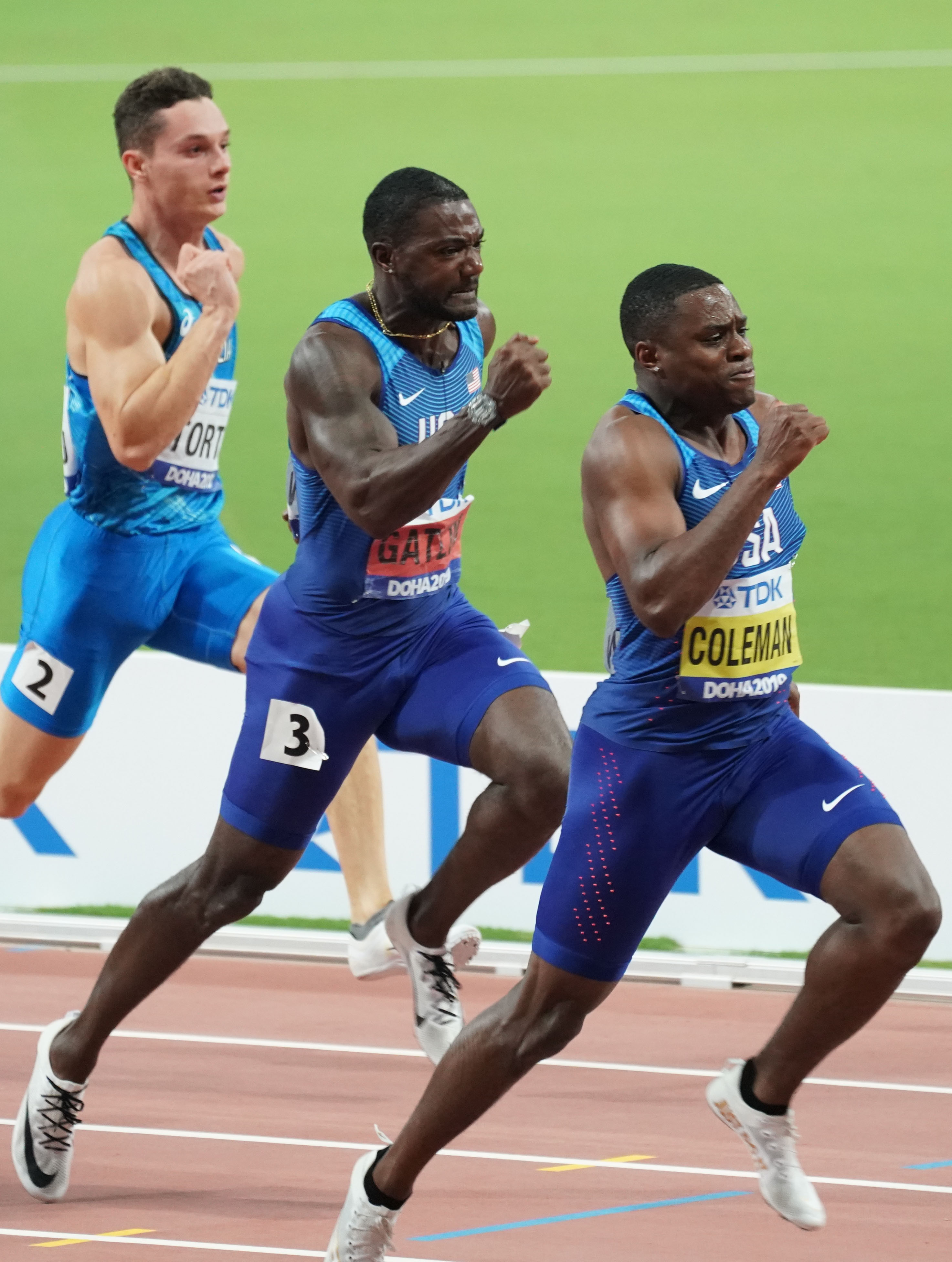 田径——男子100米决赛:美国选手科尔曼夺金