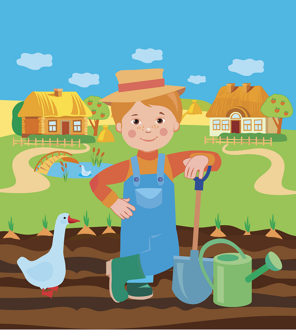 一位农场主开着拖拉机快到家了,刹车阐线断了.