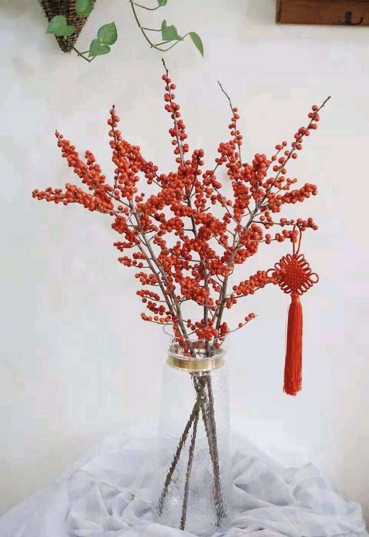 北美冬青枝条做花插花