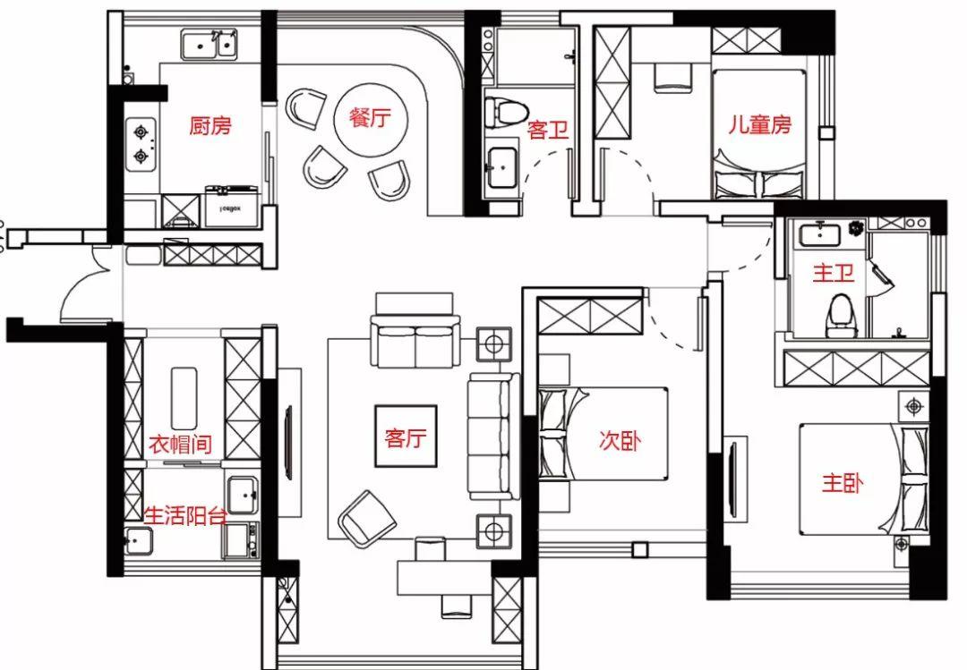 美式三居案例,玄关窄也能有一个完美的设计!