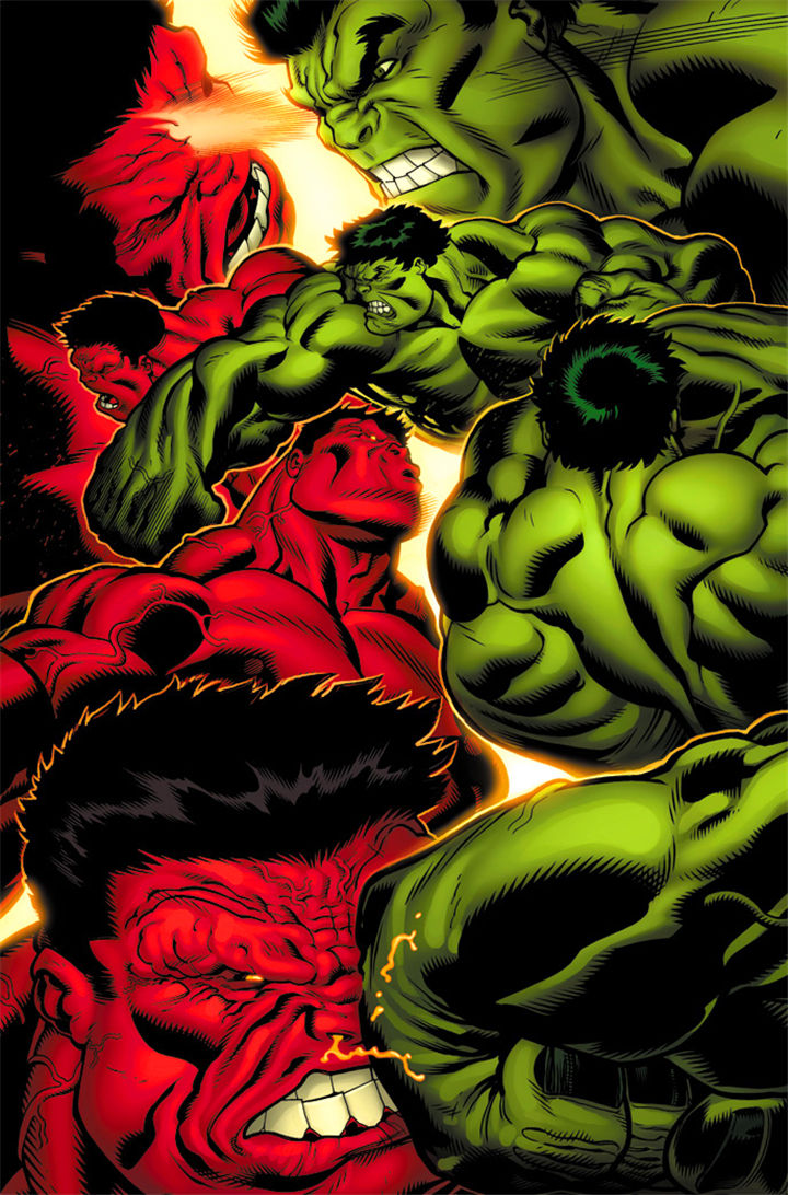 绿巨人和红巨人挥拳.