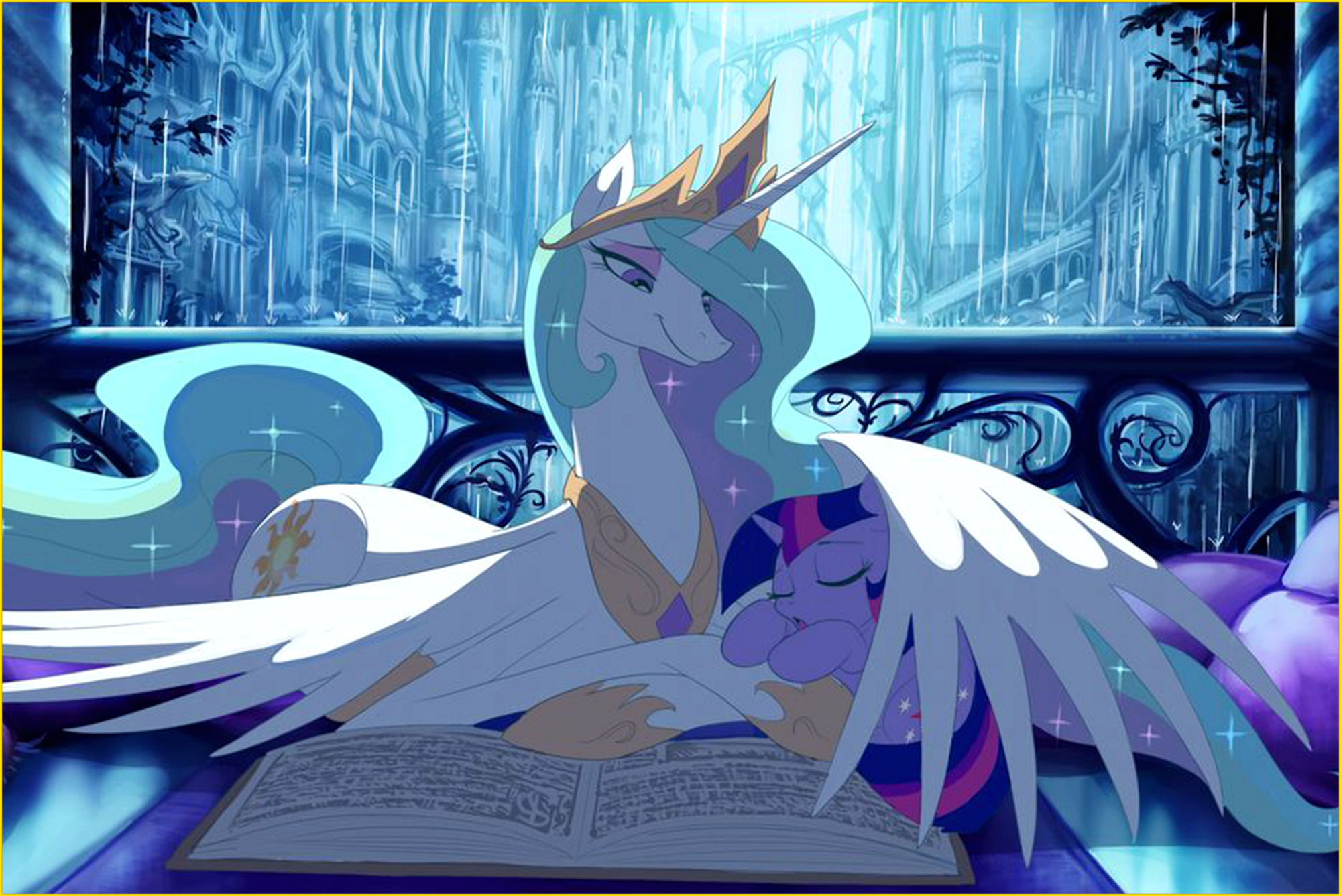 小马宝莉:紫悦与月亮公主战斗时,大公主蒂娅在哪里,拉肚子了?