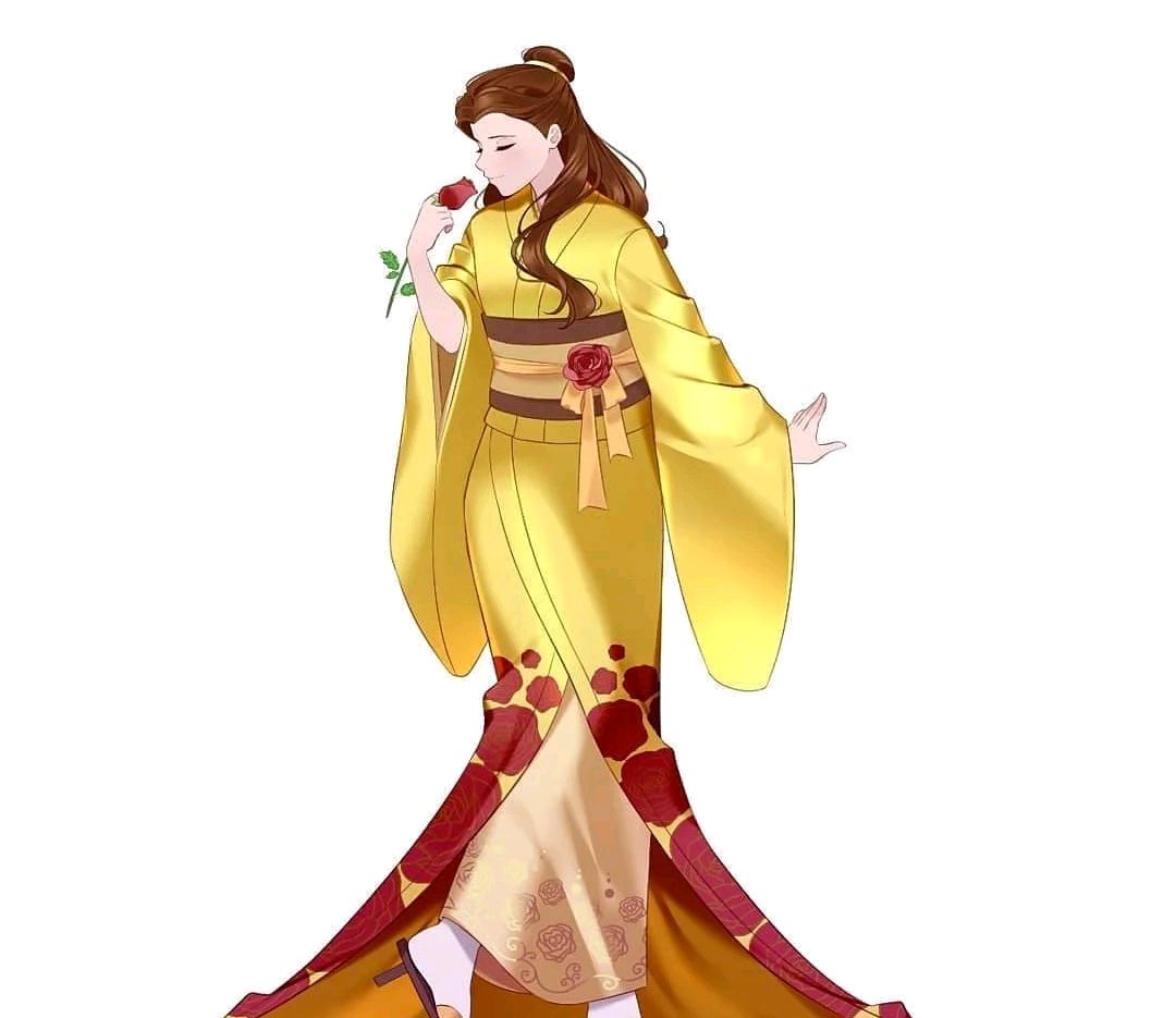 动漫壁纸:穿上和服的迪士尼公主,你们喜欢吗?