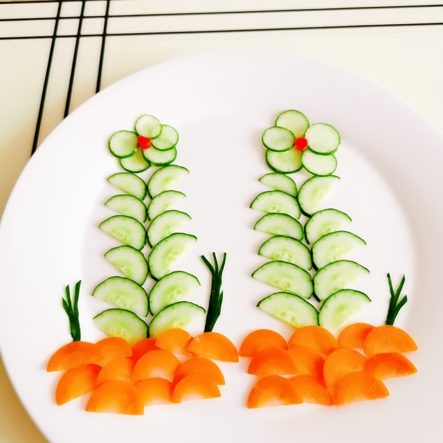 黄瓜和胡萝卜简单拼花图片