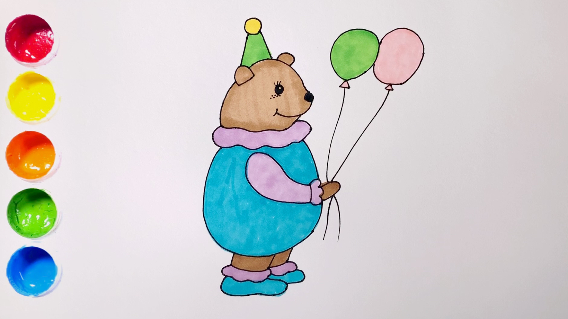 彩虹简笔画:超简单的卡通简笔画小熊～