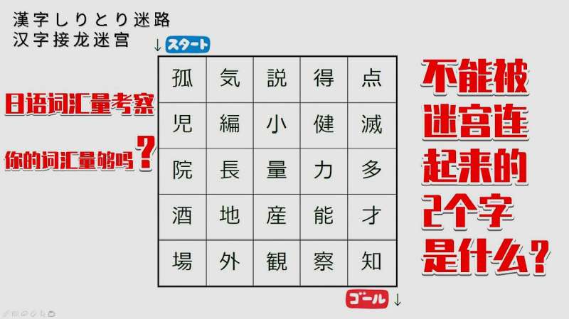 日语汉字接龙 不能被迷宫连起来的2个字是什么 很有难度的哦 教育 兴趣学习 好看视频