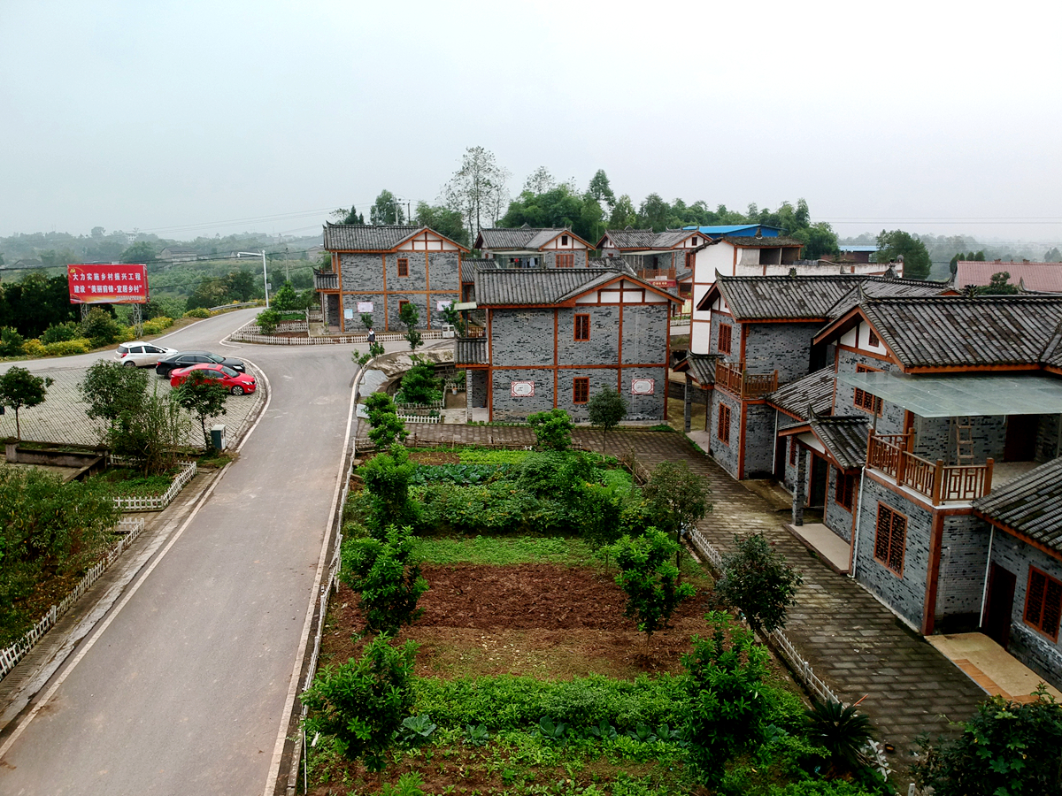 四川广安:道路,村舍,池塘,田园构成川东新农村的自然风景
