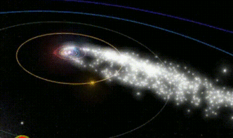 小麦哲伦星云距我们十九万光年,直径是银河系的一半,由五十亿颗恒星