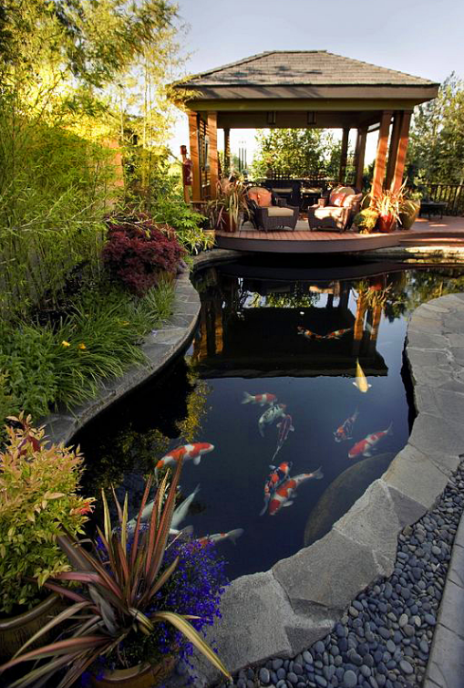 有鱼池的庭院合集,中式花园中怎能少得了鱼塘这个大角色