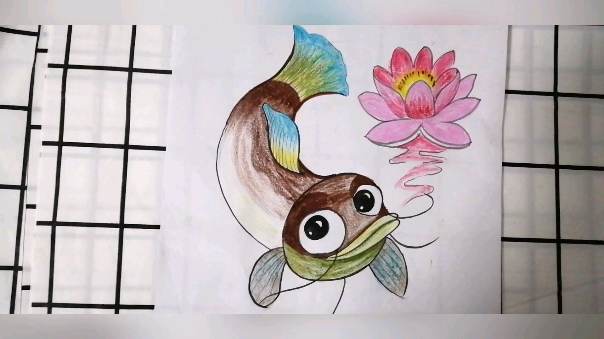 和小孩子一起画个卡通小金鱼