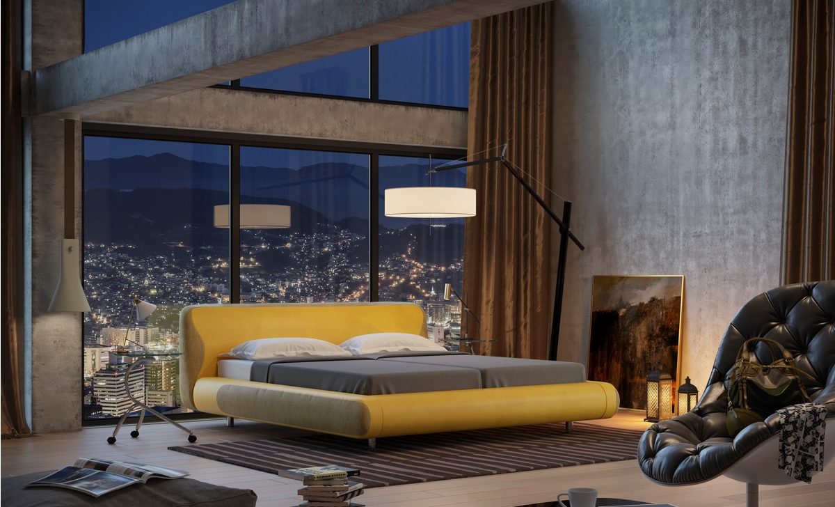 探索不寻常的卧室创意,现代化的卧室配有时尚的家具和照明