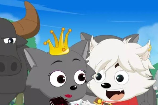 经典动漫:红太狼与小白狼在一起了,二人还抚养了一个孩子