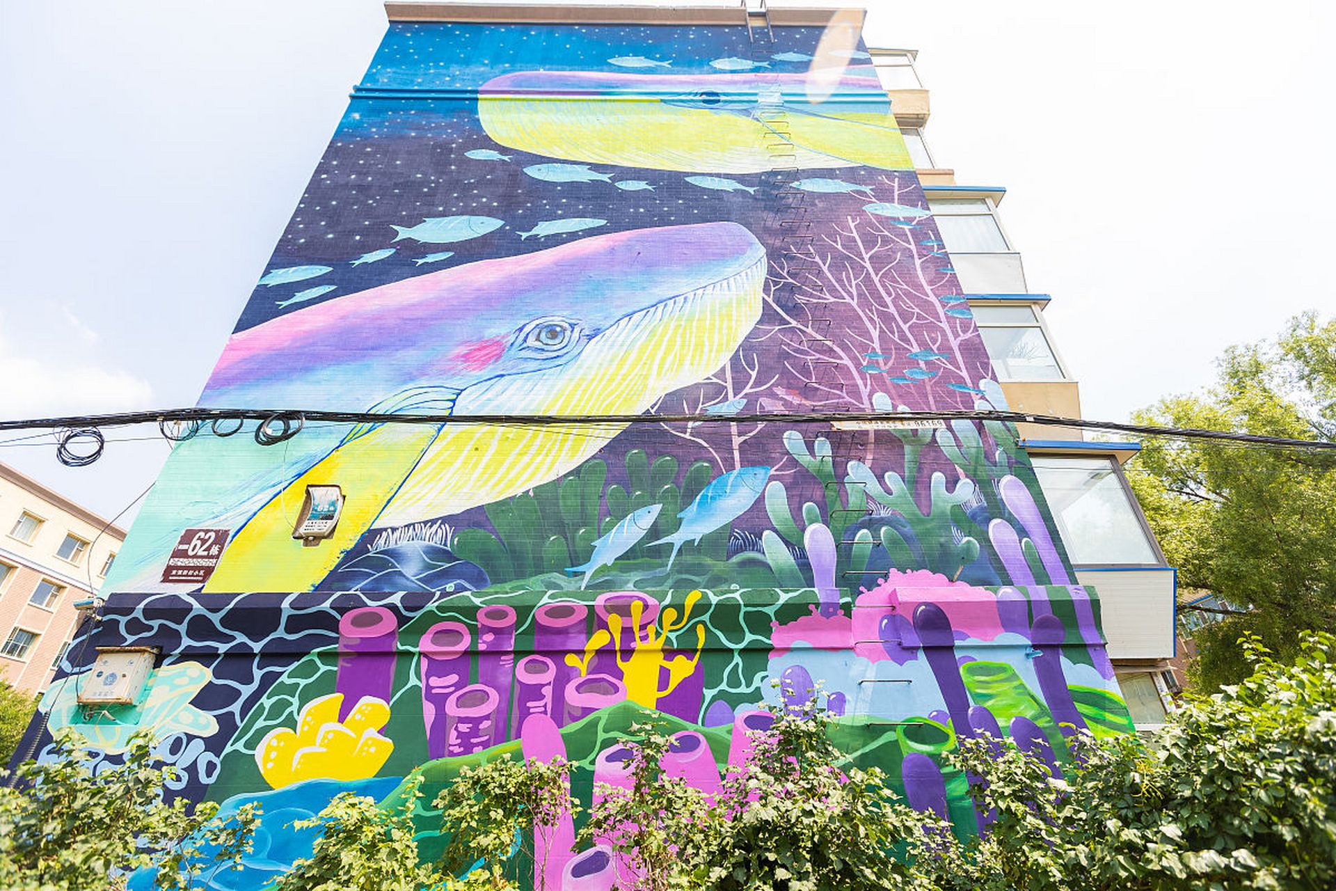 牡丹江墙体彩绘团队,将风景与历史融入画作.