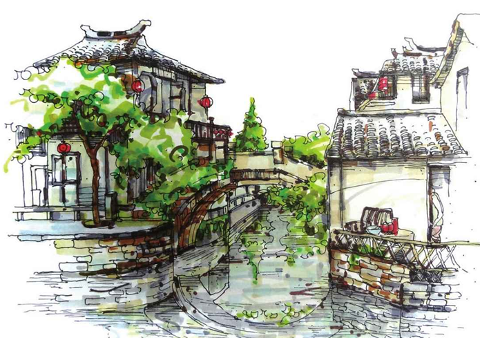 小桥流水人家,江南水乡来了,快拿起你的马克笔吧
