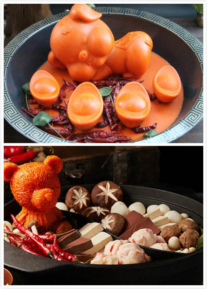 火锅底料"造型百变",看到泰迪熊泡澡都不算啥,见到图1不忍吃