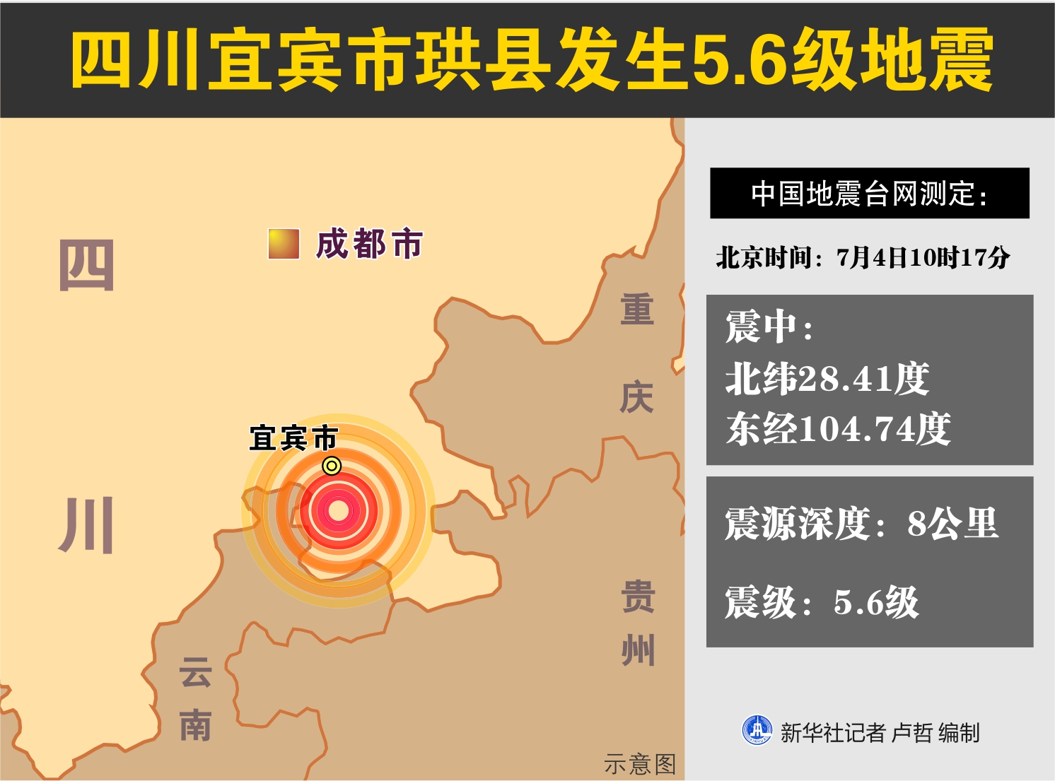 四川宜宾市珙县发生56级地震