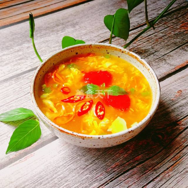 虫草花鸡蛋汤,酸辣咸鲜,荆芥味超浓郁