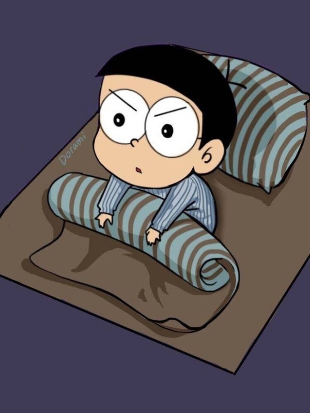 《哆啦a梦》人物的起床照,大雄和静香盖同款被子,不愧是夫妻