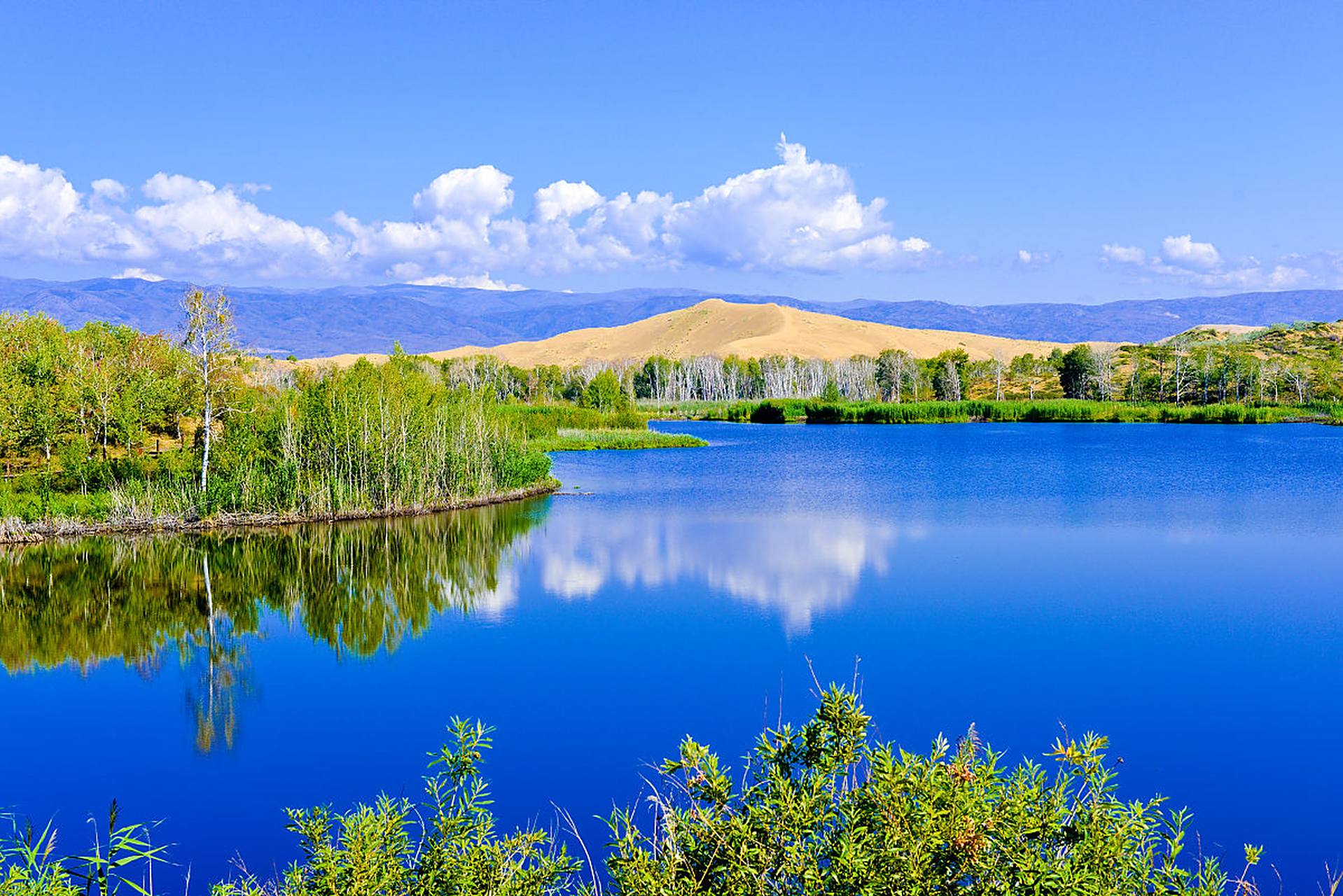 沙湖是一个美丽的湖泊,位于宁夏回族自治区石嘴山市