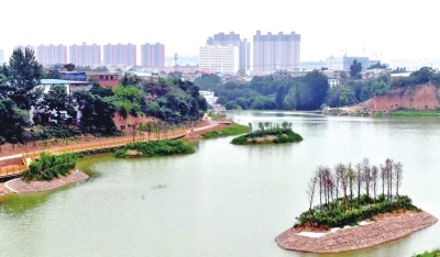 朱樱湖开始整治洛阳又添美景此次工程将设置栈道,长廊等亲水平台