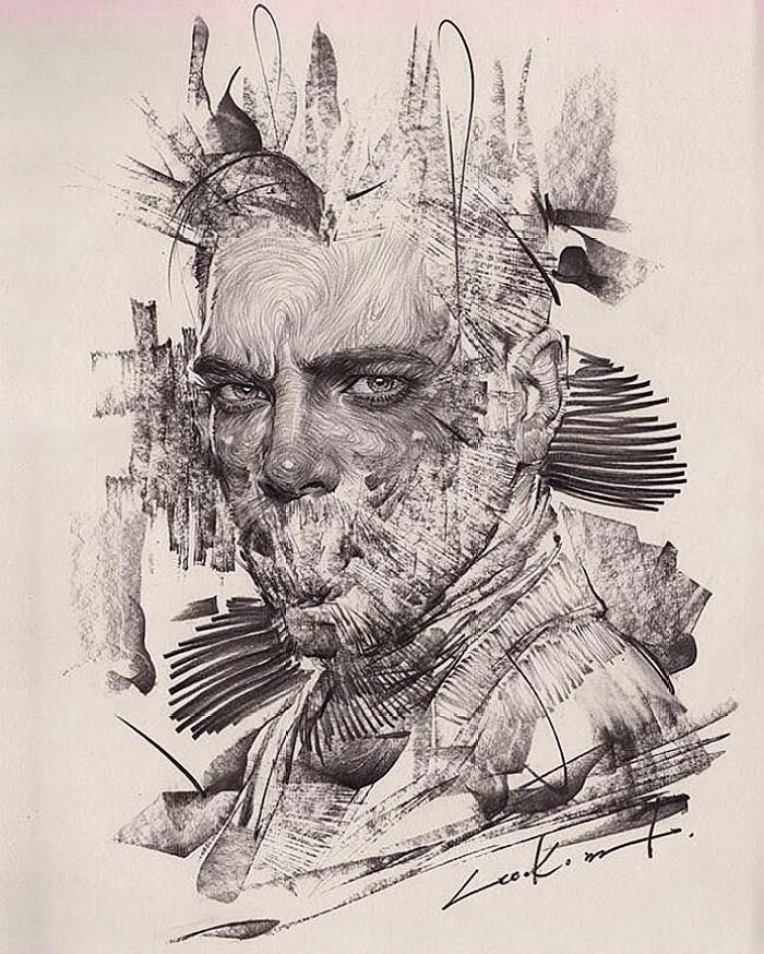 充满力量感的人像铅笔画素描艺术 素描还可以画真漂亮