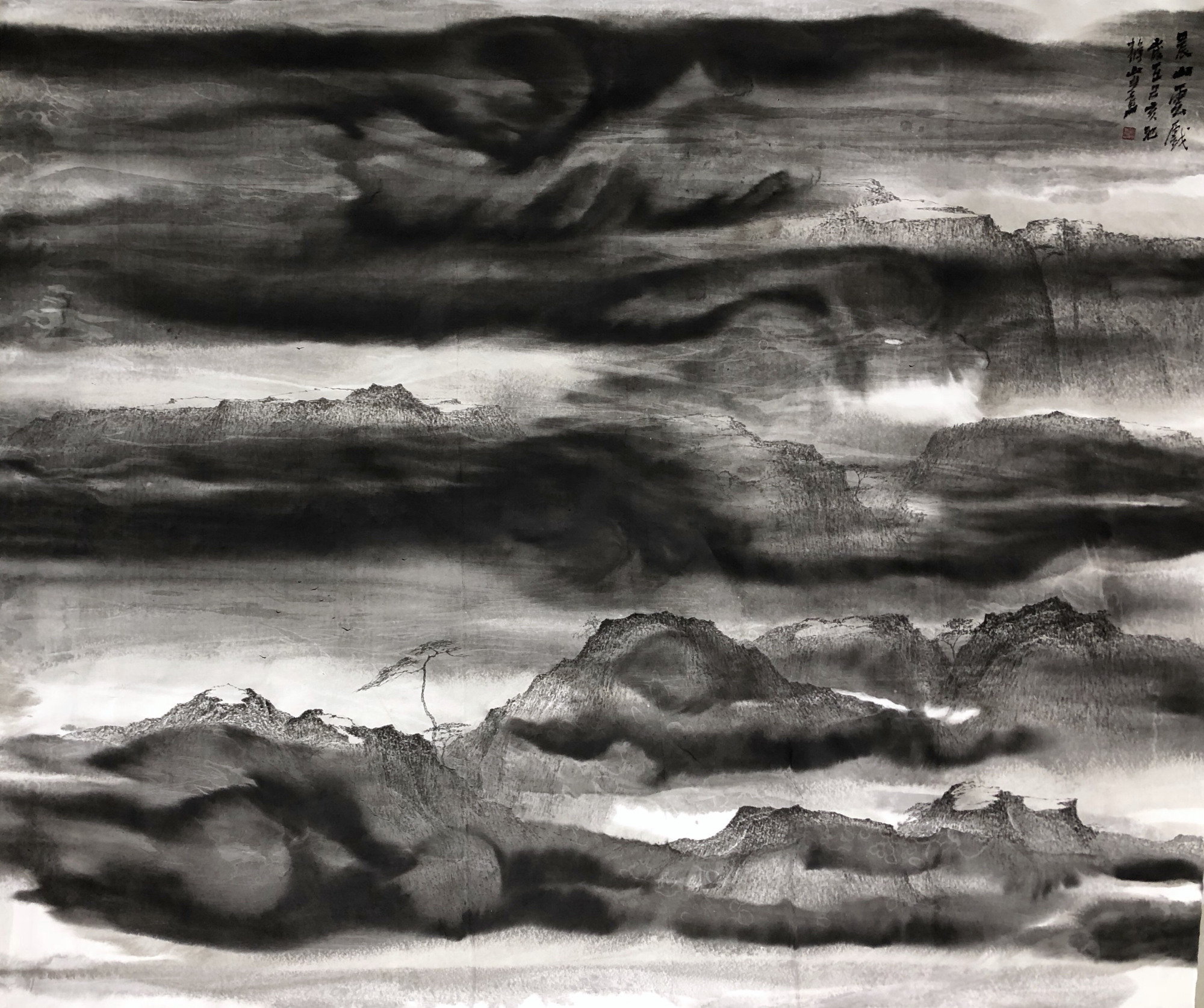 山水云烟柔,池静山大泼墨山水作品选