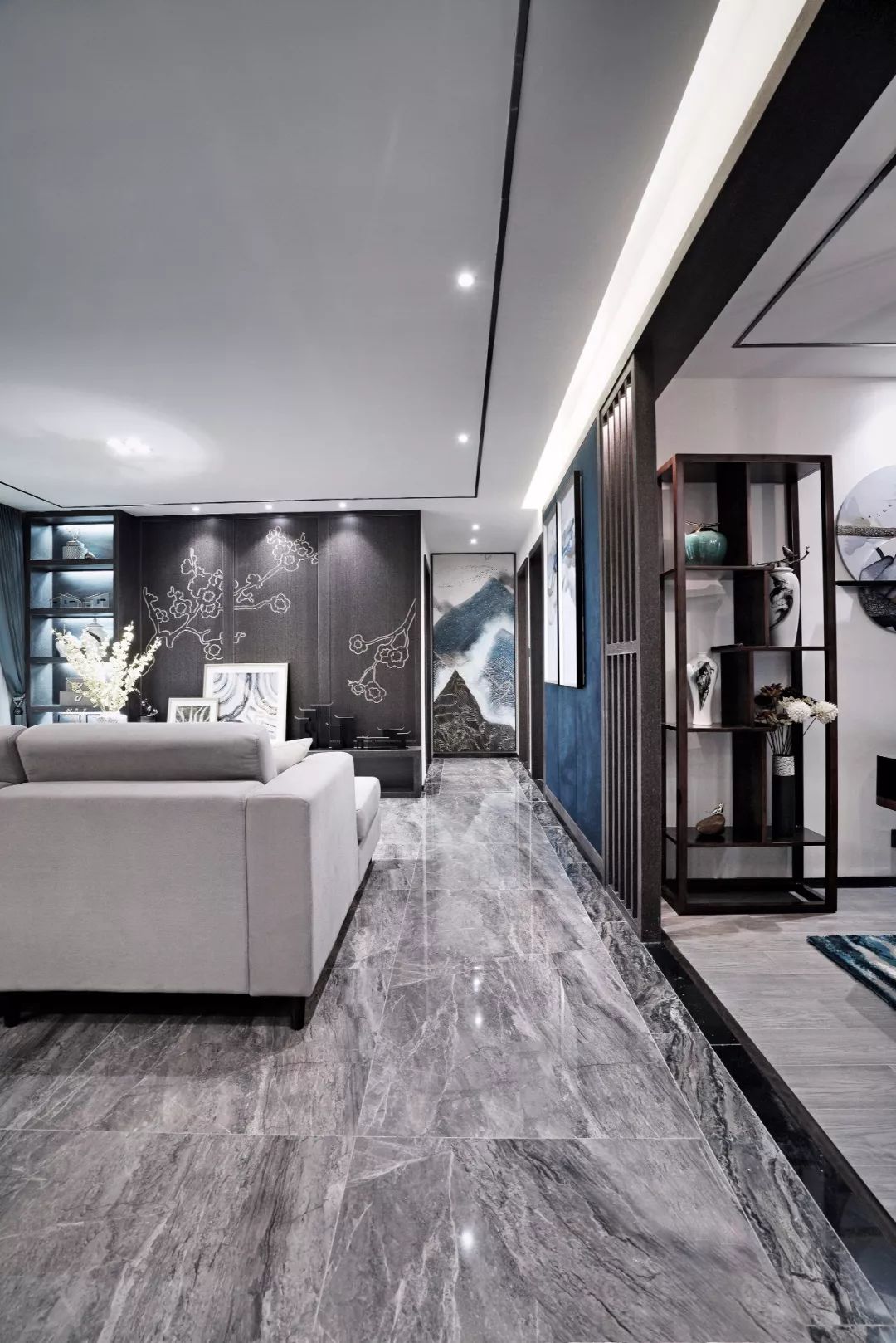 新中式客厅,这样吊顶很简单,却也有档次感