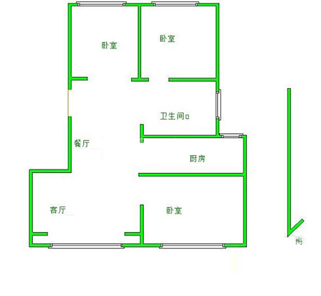 100平米小三居户型图图片