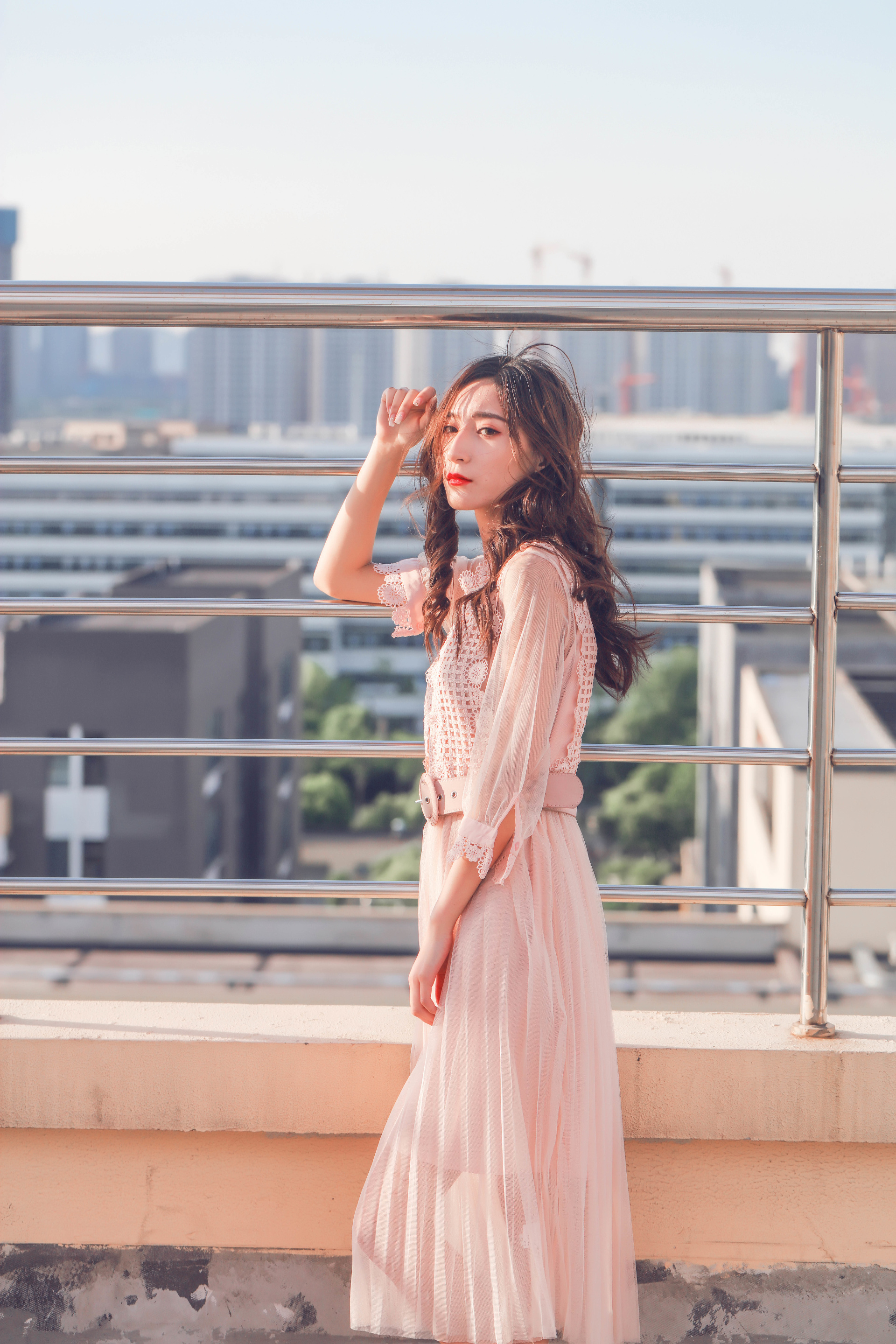 人像摄影 长裙飘飘的天台