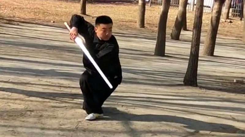 高手在民间,小伙树林里耍了一套双手剑法,你看水平咋样,体育,武术,好看视频