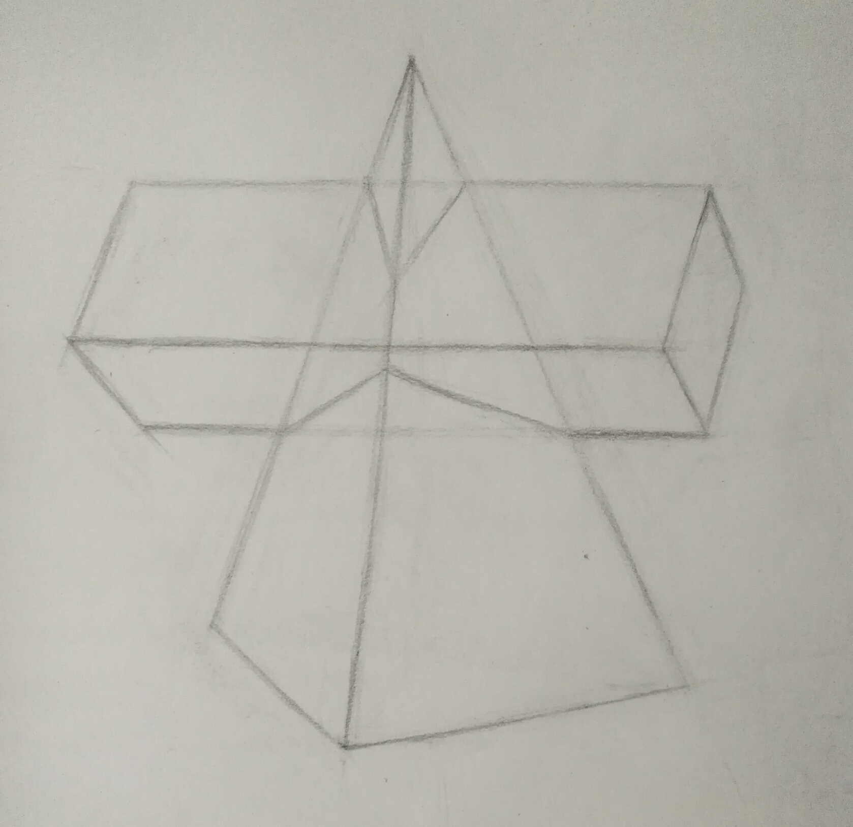 长方体,四棱锥贯穿体明暗素描画法