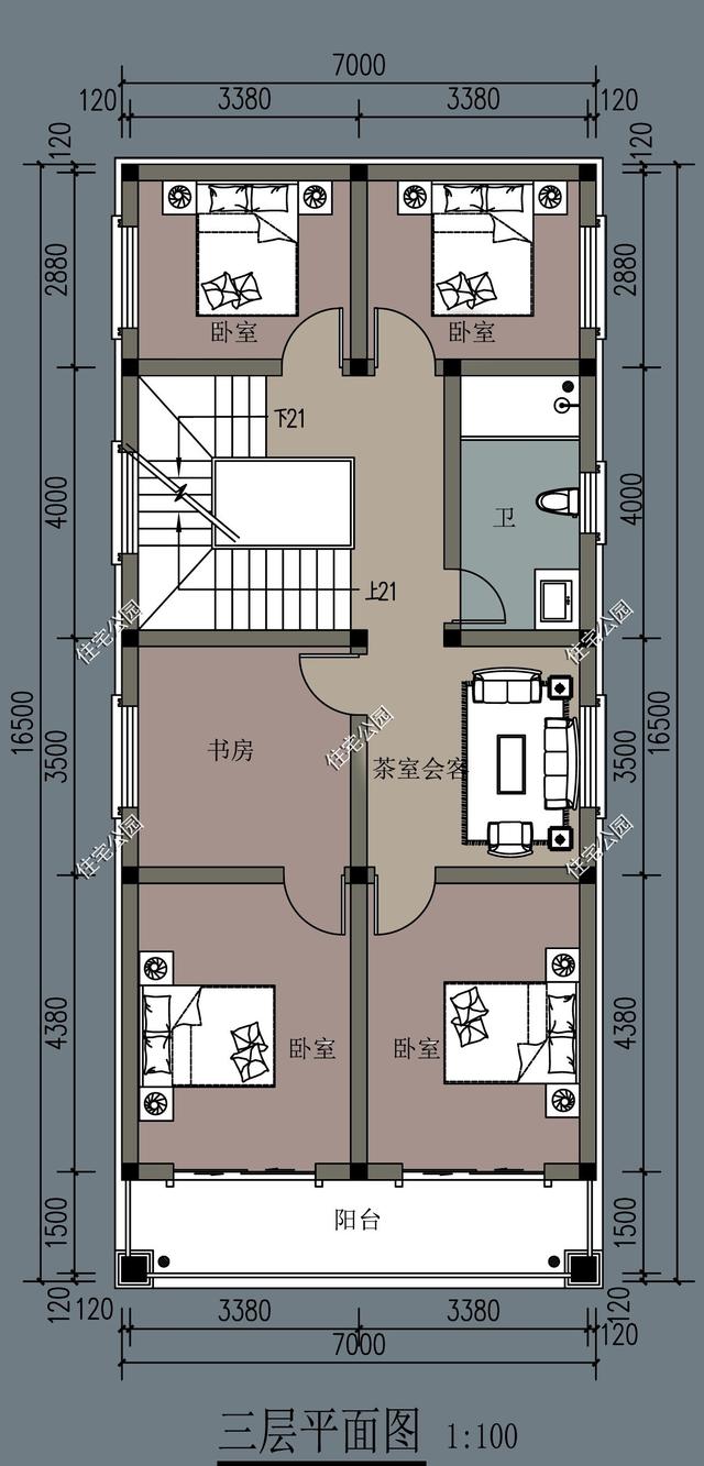 面宽7米自建房,这样设计怎么样?11室3厅适合农村家庭