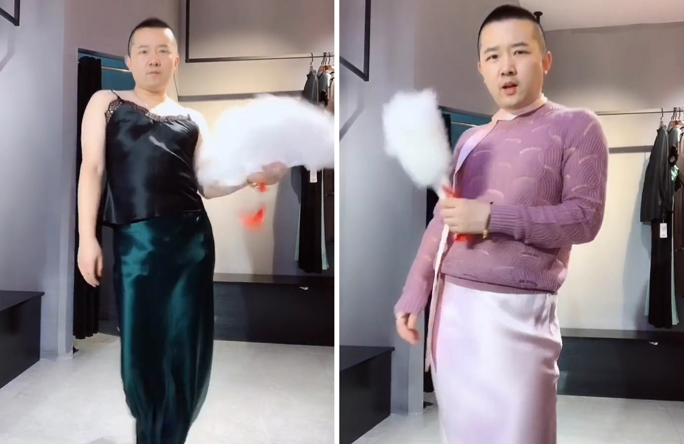 大叔穿女装魔性走秀爆红网络,动作妖娆气场十足