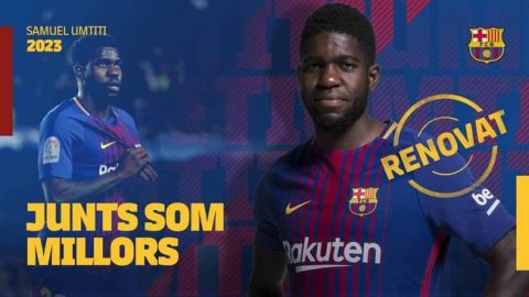 乌姆蒂蒂续约巴萨至2023年 法国铁卫解约金大幅提高