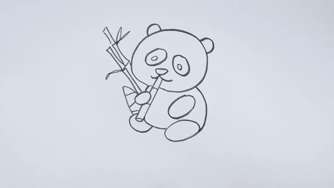 熊猫吃竹子简笔画画法,一起来画吧