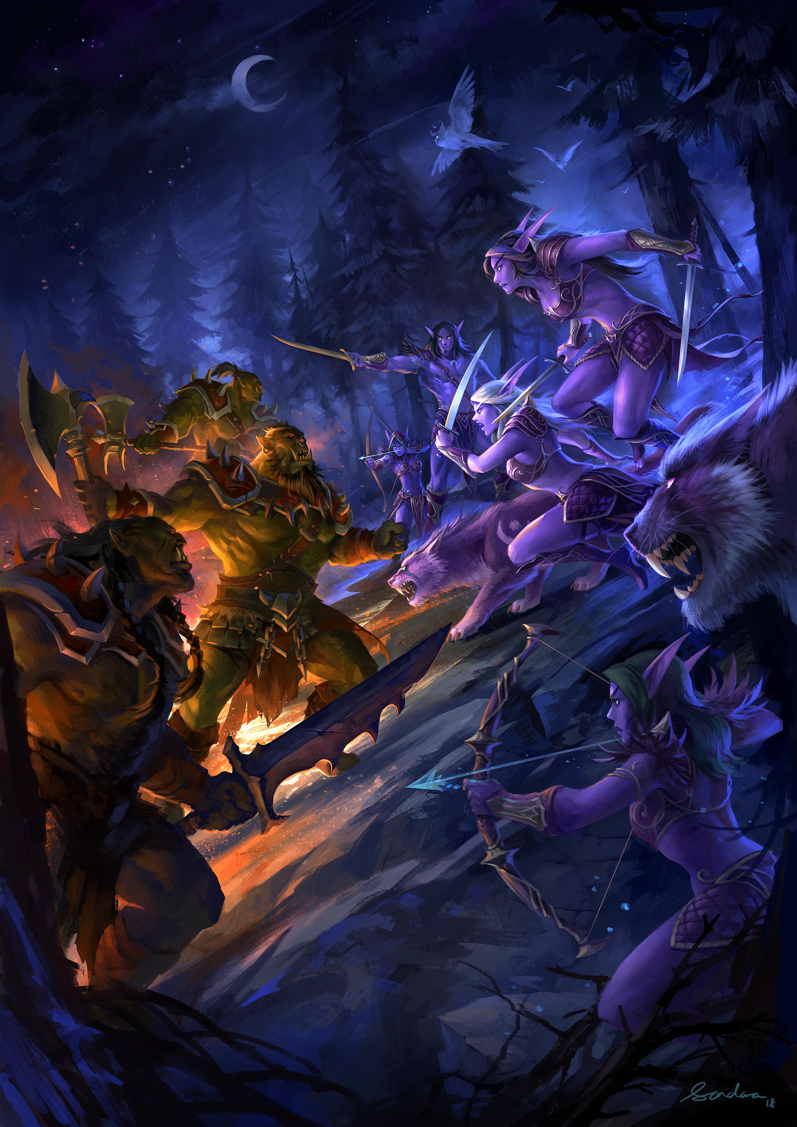 新加坡插画师sandara魔幻题材神兽系列插画