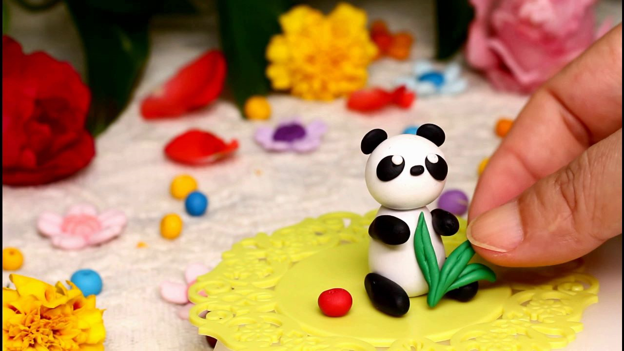 软陶diy:国宝大熊猫,几分钟能做出来,一看就会做的小手工