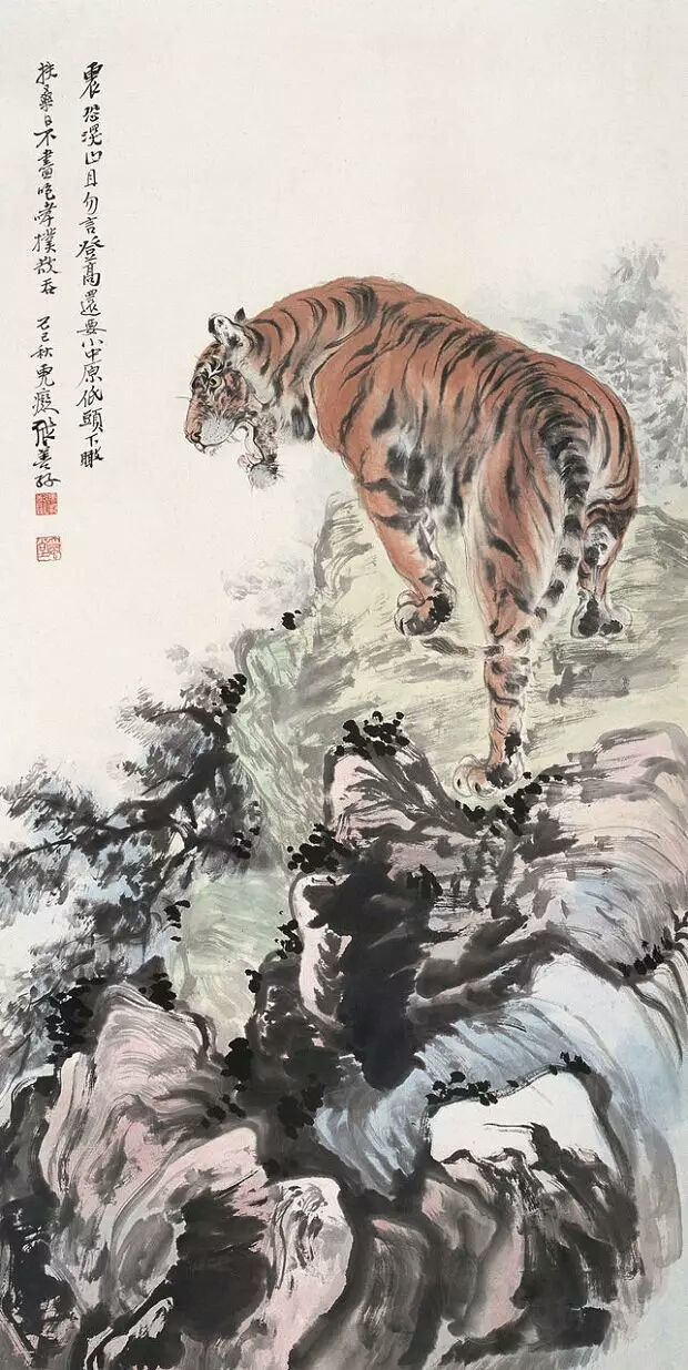 他师从著名画家李瑞清,擅长画虎,被称为虎痴!