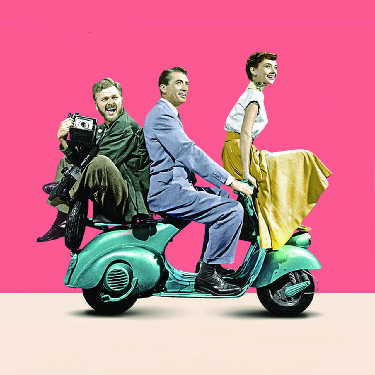 电影《罗马假日》罕见幕后花絮照:奥黛丽赫本格里高利派克玩扑克